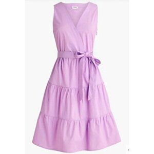 New J.Crew Women's Size 2 Faux Wrap Sleeveless Mini Dress in Bright Lilac Purple